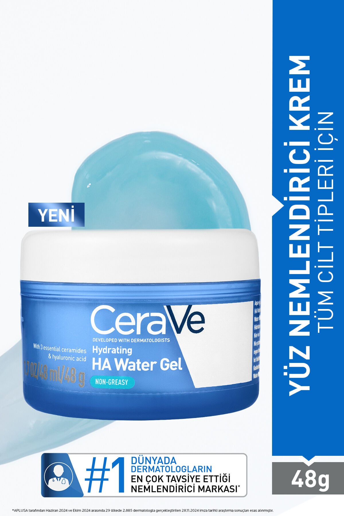 HYALÜRONİK ASİT İÇEREN SU BAZLI YÜZ NEMLENDİRİCİ KREM 48GR