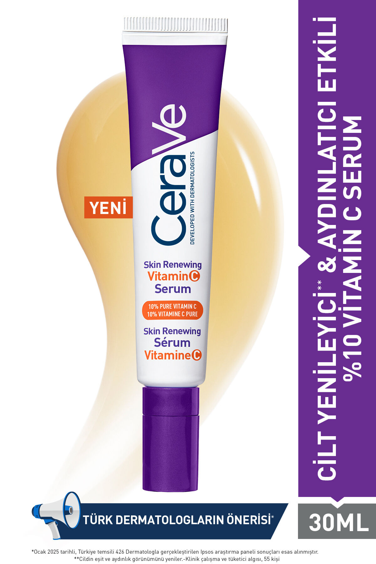 Skin Renewing Cilt Yenileyici & Aydınlatıcı Etkili C Vitamini Yüz Serumu 30 ml
