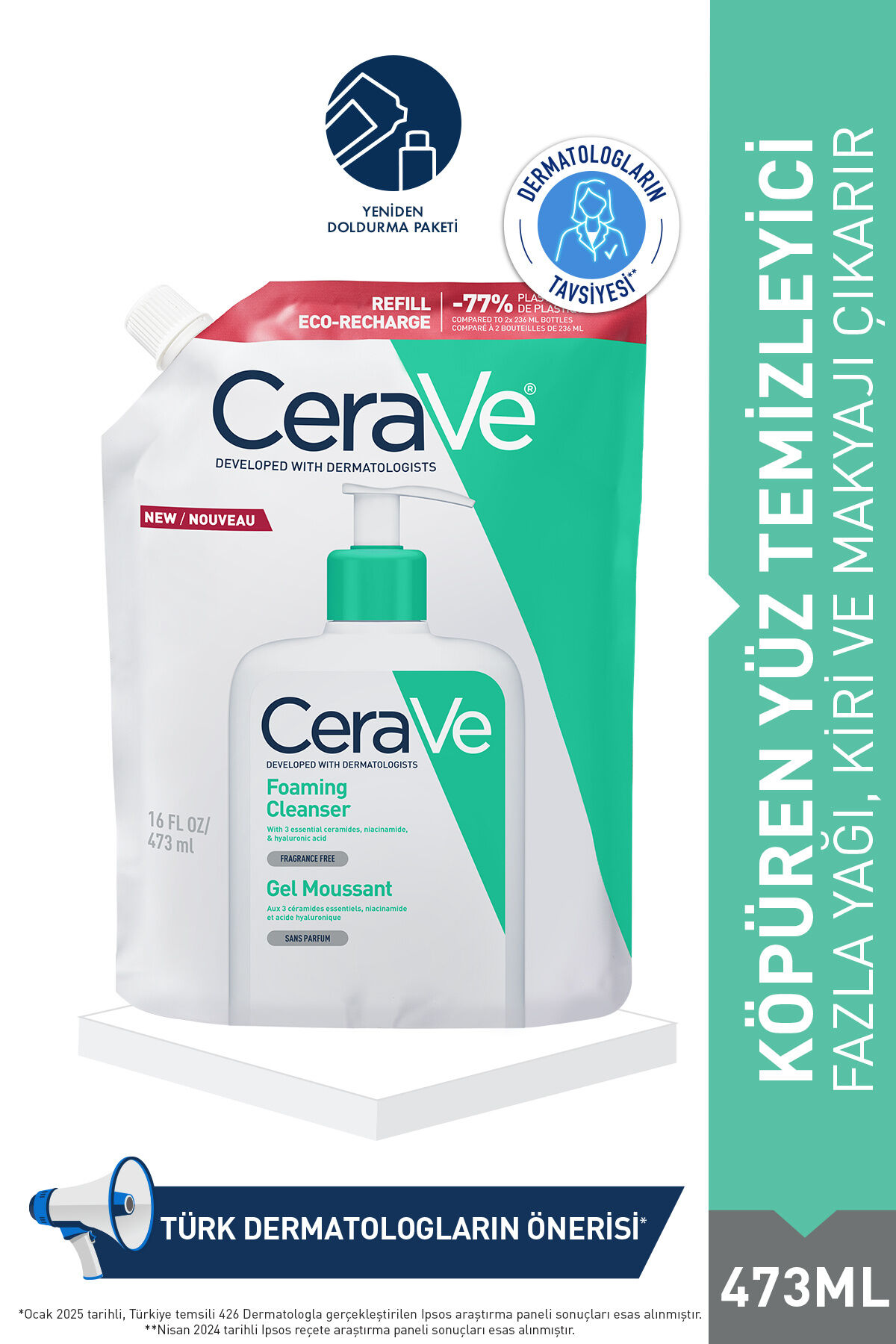 NORMAL-KARMA CİLTLER İÇİN NİASİNAMİD İÇERİKLİ KÖPÜREN TEMİZLEYİCİ REFILL YENİDEN DOLUM PAKETİ 473 ML