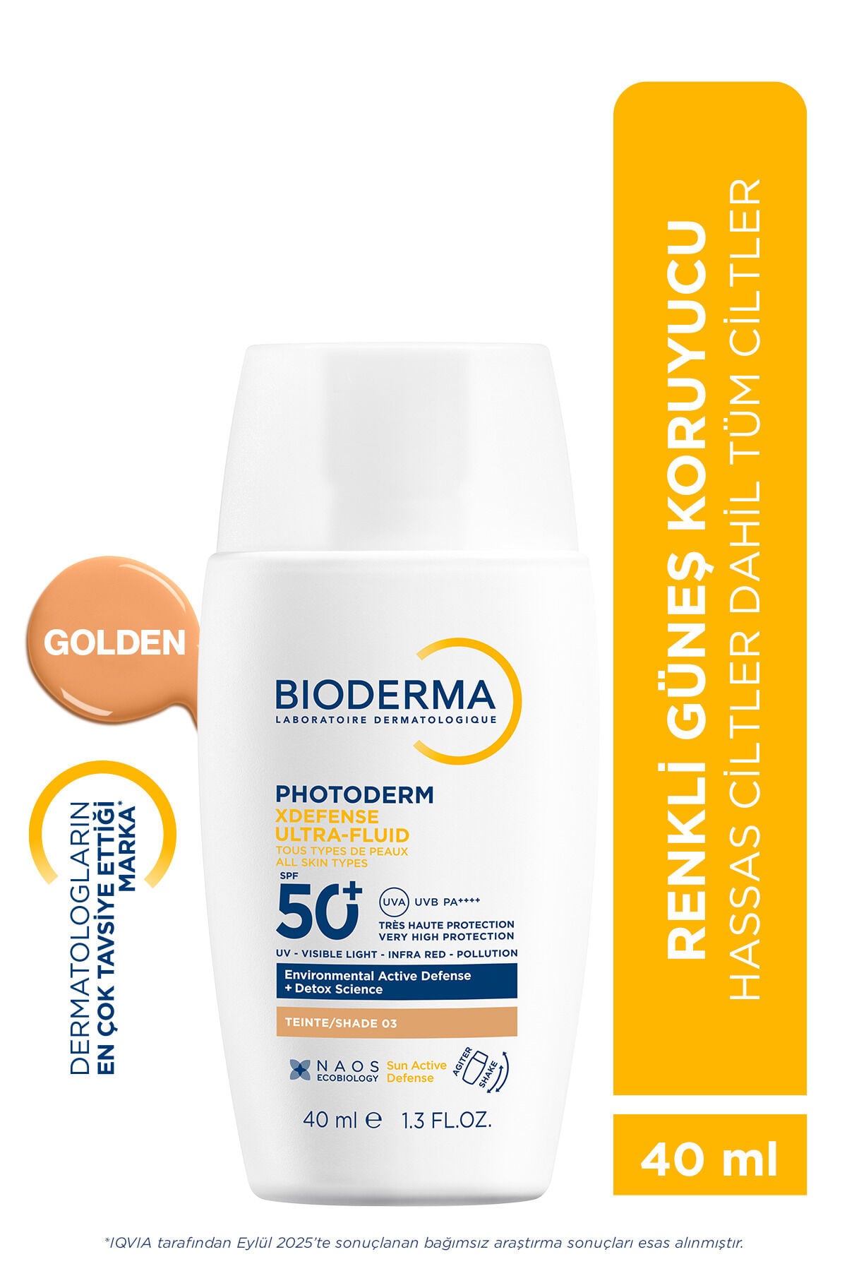 Photoderm XDefense SPF50+ Tüm Cilt Tipleri UVA/UVB Yüksek Korumalı Renkli Güneş Kremi Golden 40 ML