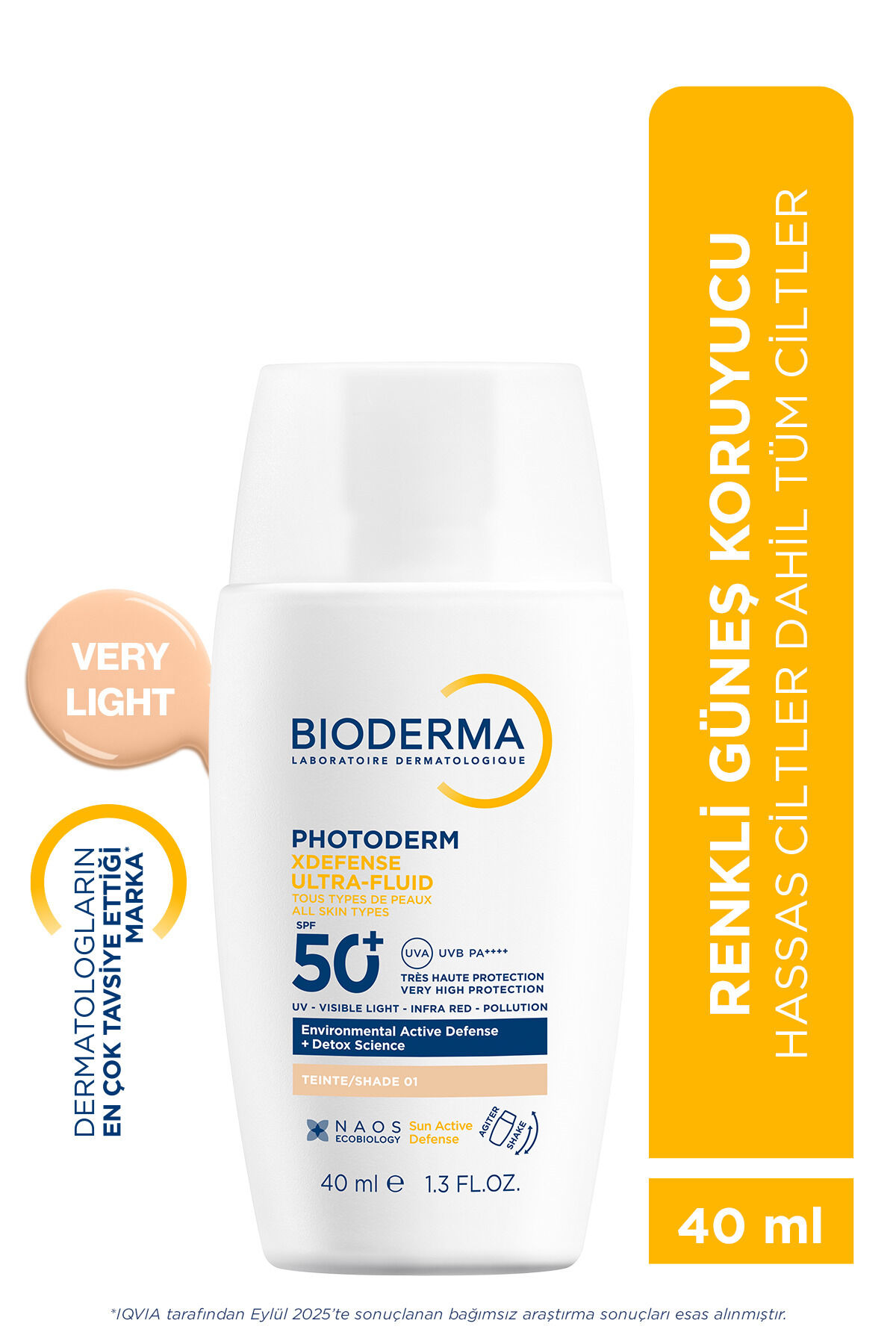 Photoderm XDefense SPF50+ Tüm Ciltler UVA/UVB Yüksek Korumalı Renkli Güneş Kremi Very Light 40ML