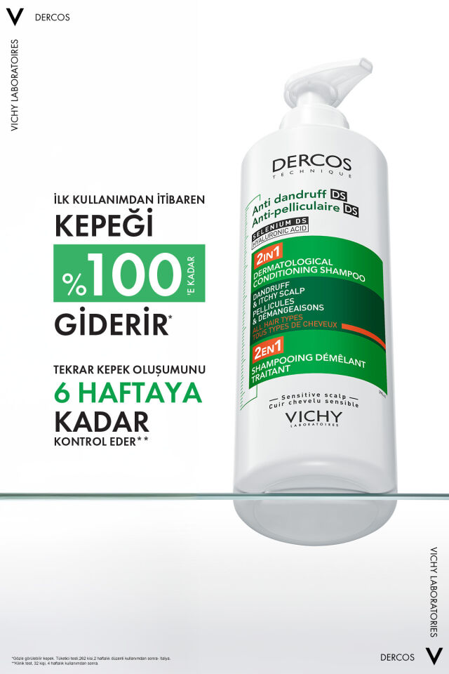 Dercos Hyalüronik Asit İçeren Kepek Karşıtı & Nemlendirici 2'si 1 Arada Şampuan 390 ml