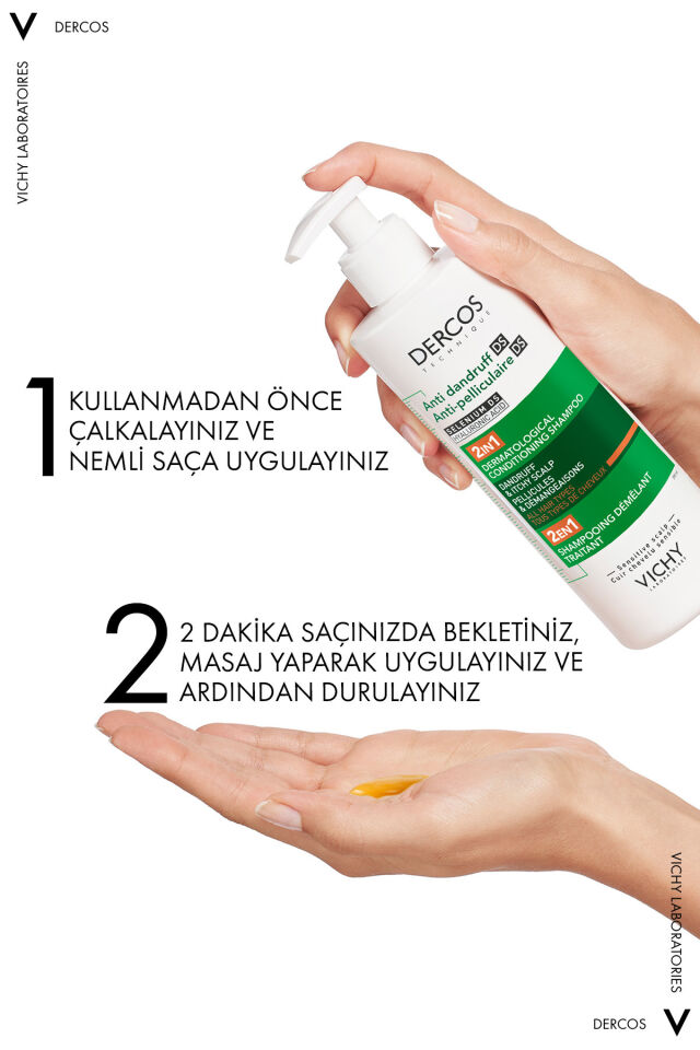 Dercos Hyalüronik Asit İçeren Kepek Karşıtı & Nemlendirici 2'si 1 Arada Şampuan 390 ml