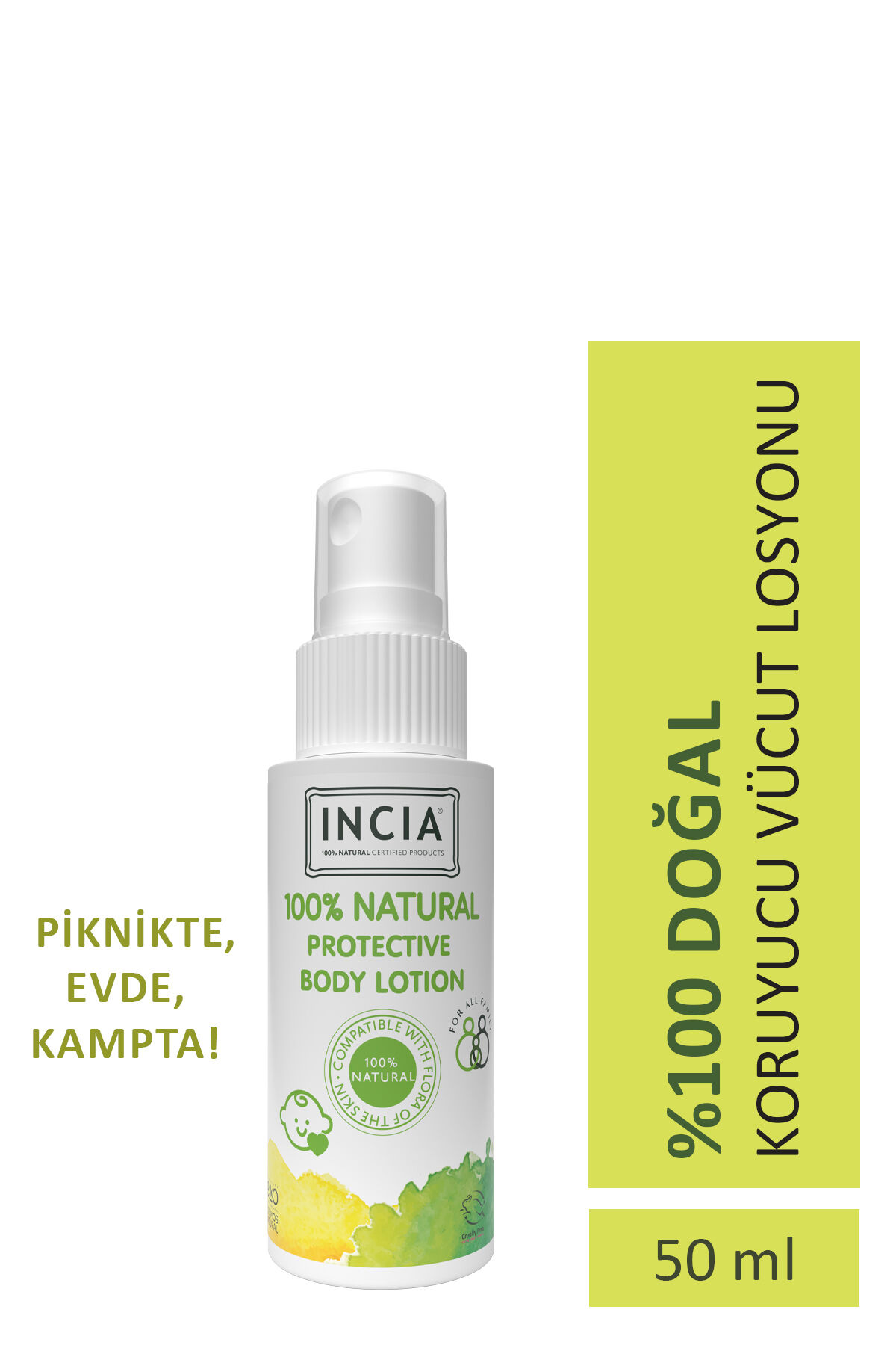 %100 Doğal Koruyucu Vücut Losyonu Sprey Yenidoğan Bebek Çocuk Için Limon Okaliptus Vegan 50 ml