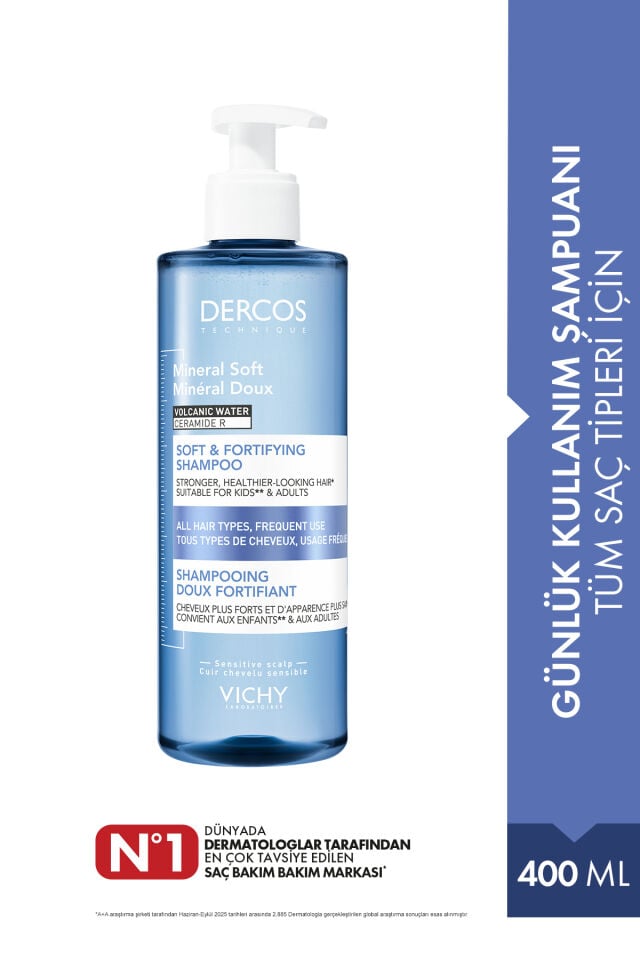 Dercos Mineral Soft Kepeğe Karşı Bakımı Tamamlayıcı Günlük Kullanım Şampuanı 400 ML