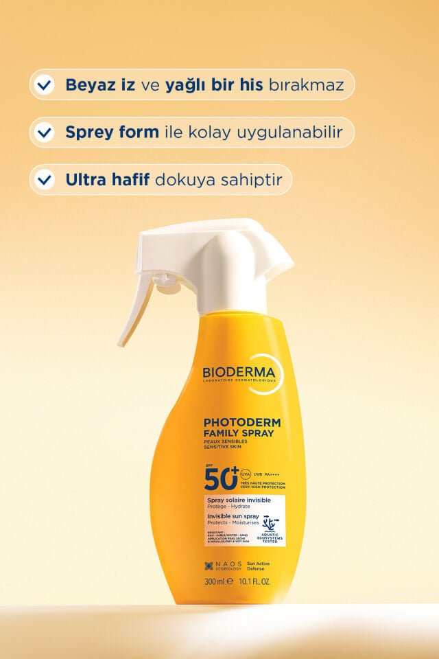 Photoderm Spray SPF50+ Tüm Aile Yüz ve Vücut Sprey Formda Şeffaf Güneş Kremi 300 ML