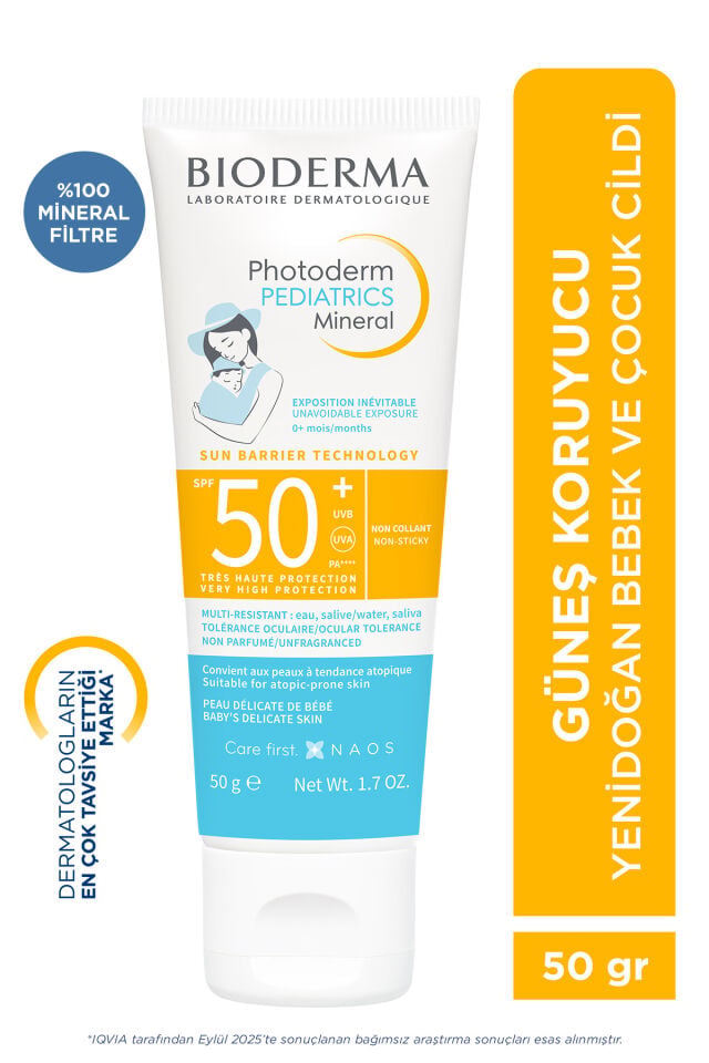 Photoderm Pediatrics Mineral SPF50+ E Vitamini İçeren Çok Yüksek Korumalı Bebek Güneş Kremi 50 Gr