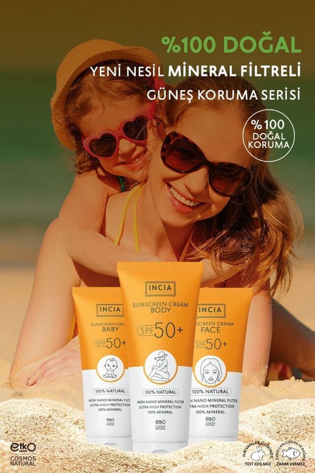%100 Doğal Bebek Güneş Kremi Leke Karşıtı Mineral Filtreli Yüksek Koruma SPF 50+ UVA UVB 50 ml