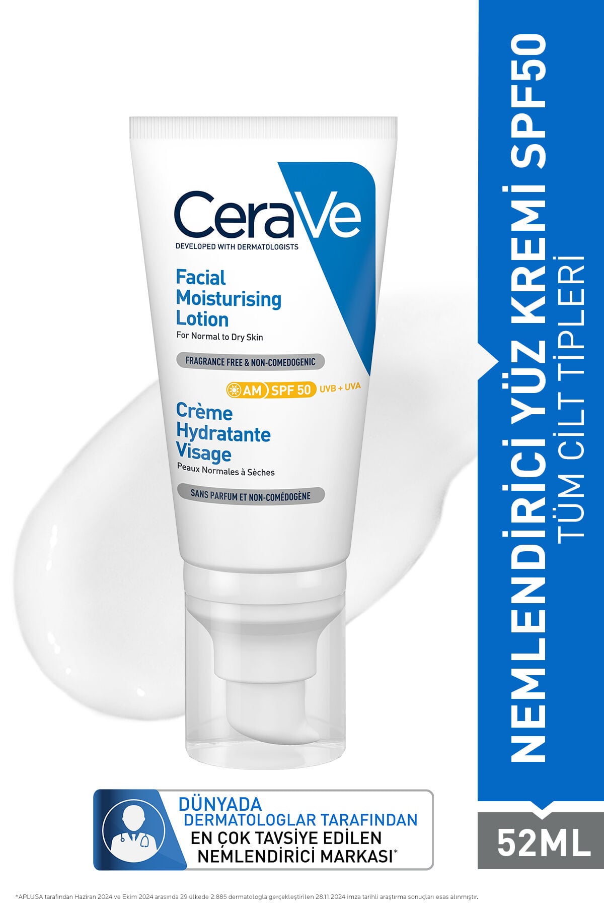 Hyalüronik Asit & Niasinamid İçeren SPF50+ Nemlendirici Yüz Kremi 52 ml
