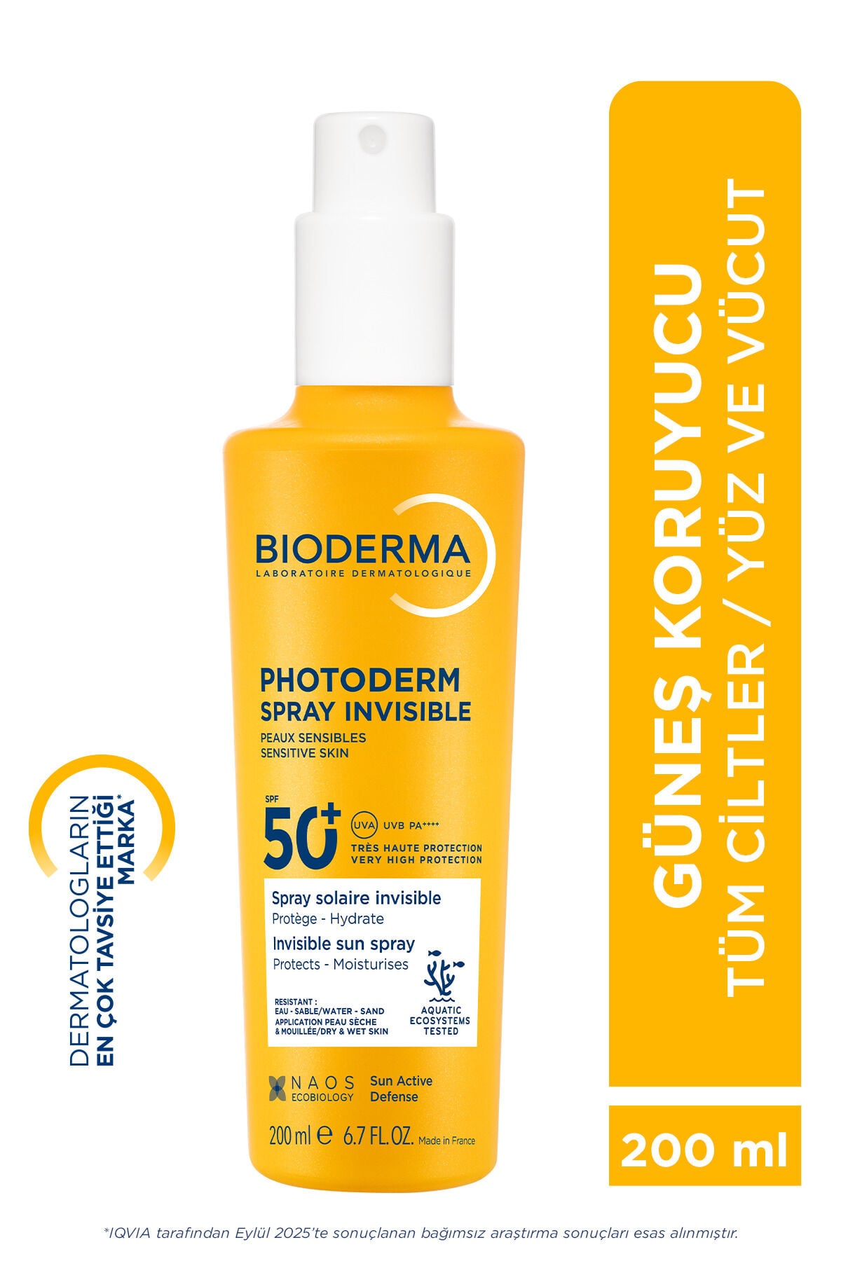 Photoderm Spray SPF50+ Tüm Aile Yüz ve Vücut Sprey Formda Şeffaf Güneş Kremi 200 ML