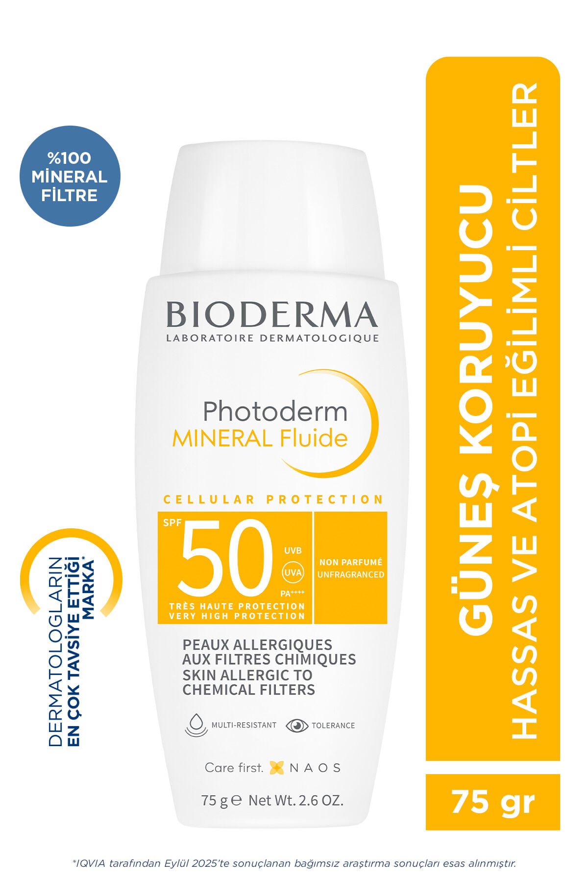 Photoderm Mineral Fluid SPF50+ Çok Yüksek Korumalı Hassas & Tüm Ciltler İçin Güneş Kremi 75 Gr