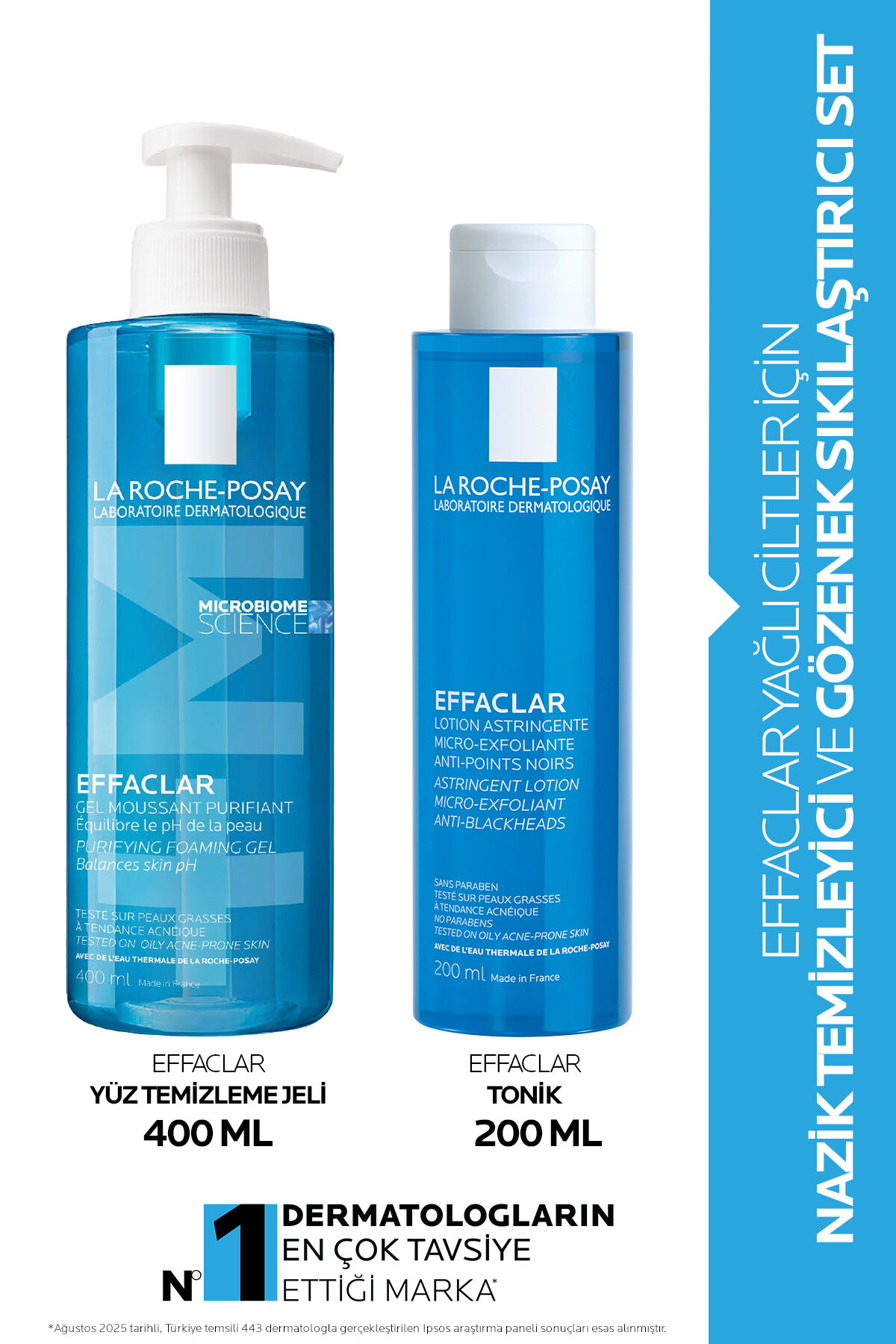 Yağlı Ciltler İçin Cilt Bakım Seti : Effaclar Yüz Temizleme Jeli 400ml & Sıklaştırıcı Tonik 200ml