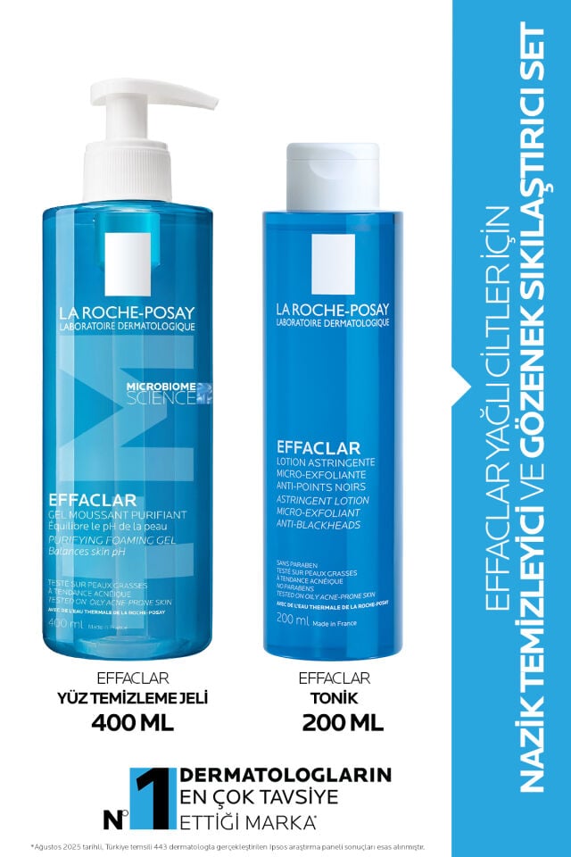 Yağlı Ciltler İçin Cilt Bakım Seti : Effaclar Yüz Temizleme Jeli 400ml & Sıklaştırıcı Tonik 200ml