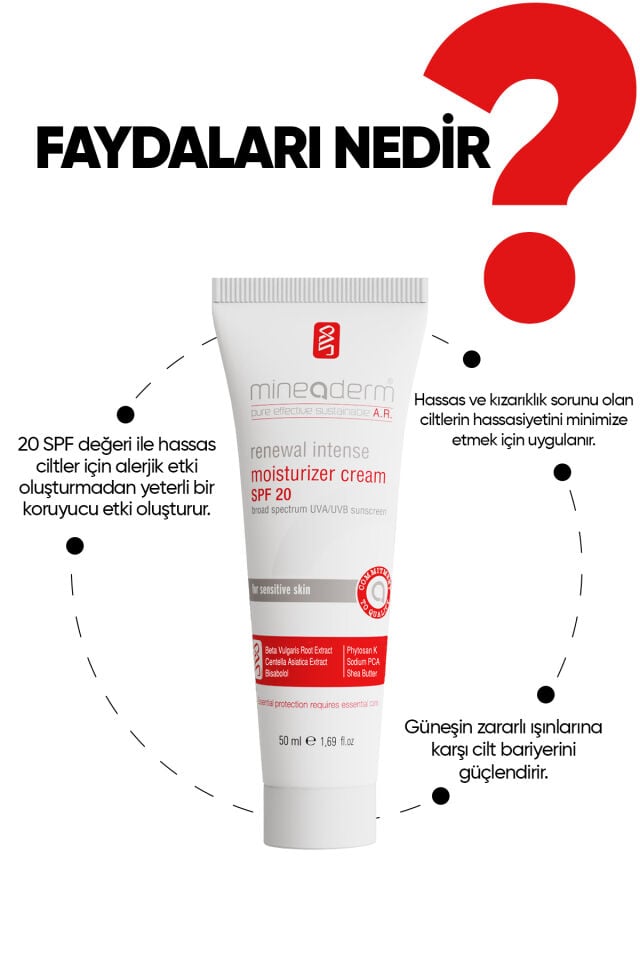 Hassas Cilt Için Kızarıklık Önleyici Nemlendirici Krem/renewal Intense Moisturizer Ar Cream Spf20