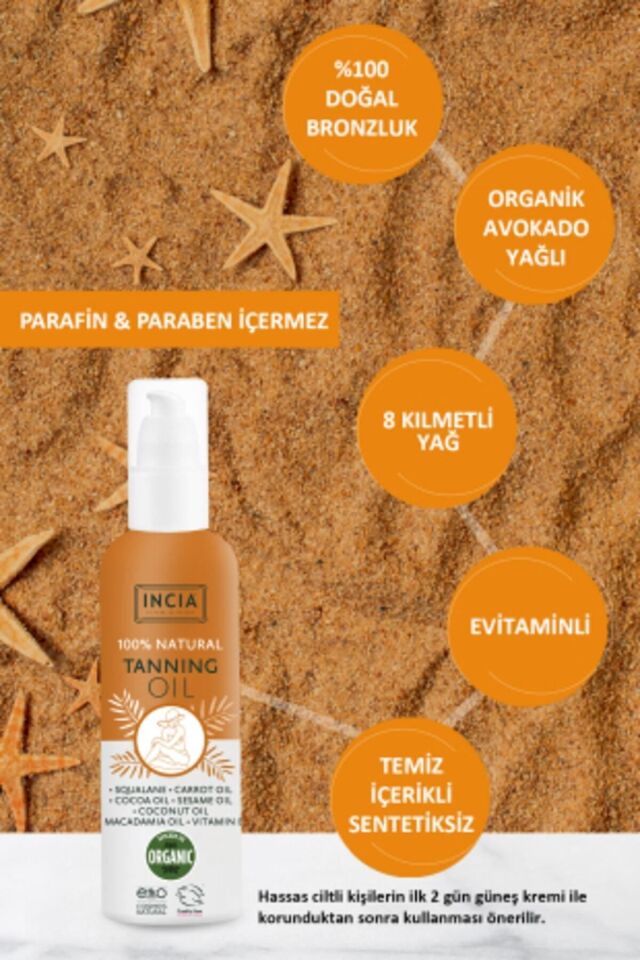 %100 Doğal Bronzlaştırıcı Yağ Organik Avokado Yağı Yoğun Bronzlaştırıcı Kakao Havuç Susam 150 ml