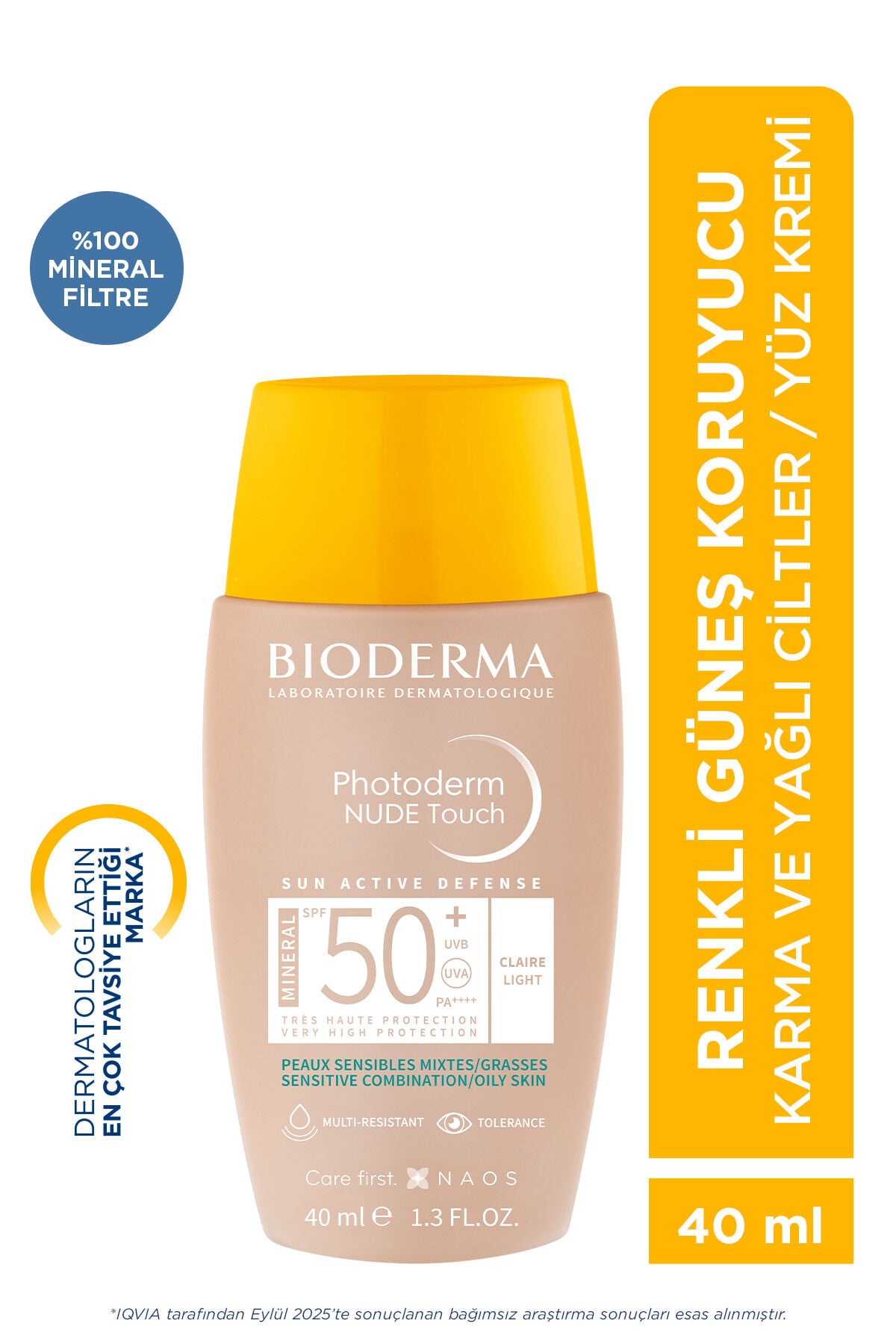 Photoderm Nude Touch SPF50+ Salisilik Asit İçeren Kapatıcı Etkili Güneş Kremi Light 40 ML