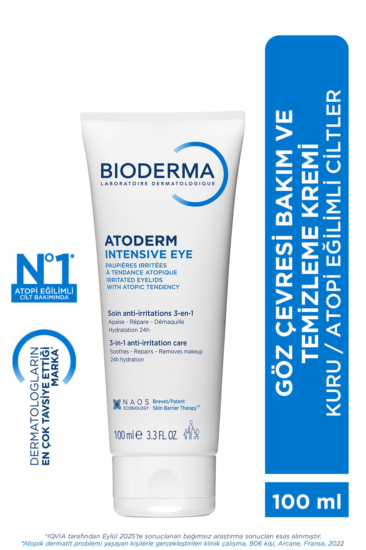 Atoderm Intensive Eye Kuru, Atopi Eğilimli Cilt Hyalüronik Asit İçeren Nemlendirici Göz Kremi 100ml