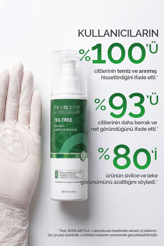 Çay Ağacı Yağı Yüz Temizleme Jeli – Prebiyotik Destekli, Akne, Eğilimli Ciltler için 200ml