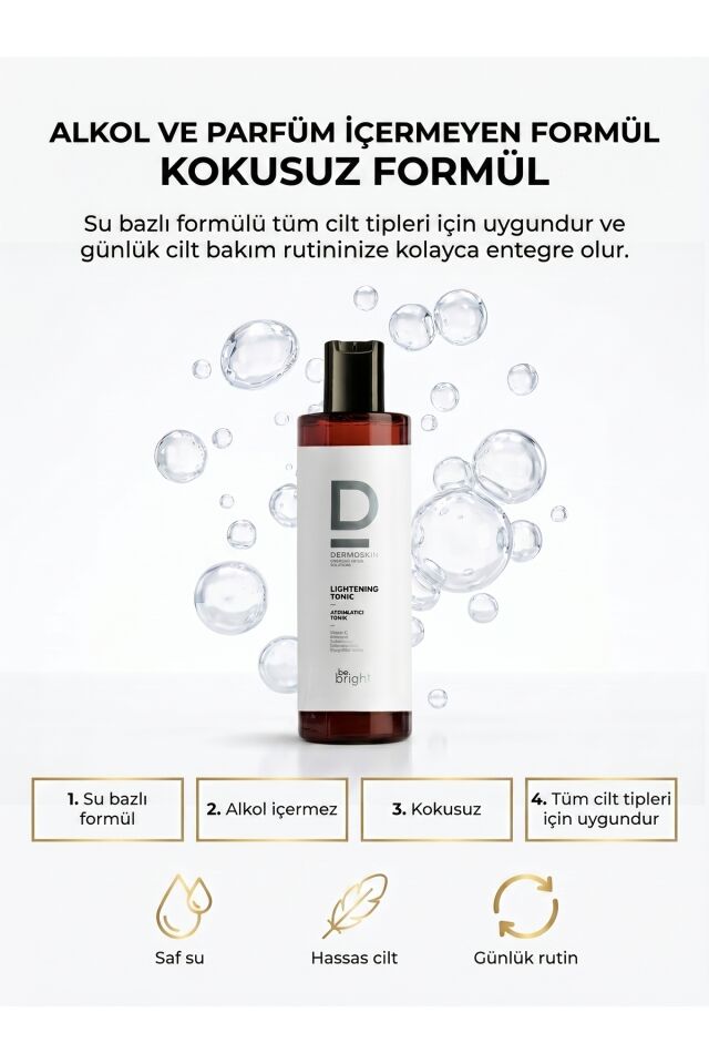 Be Bright Aydınlatıcı Tonik | Gözenek Sıkılaştırıcı | Leke Karşıtı | Hyaluronik Asit | 200 ml