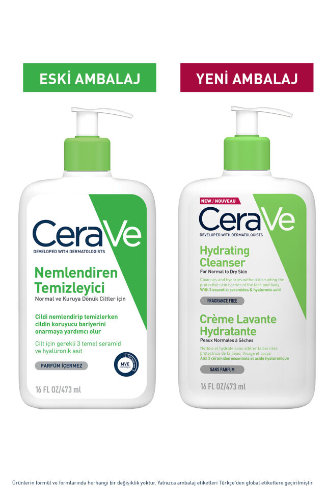 Normal ve Kuruya Dönük Ciltler için Seramid & Hyalüronik Asit İçeren Nemlendiren Temizleyici 473 ML