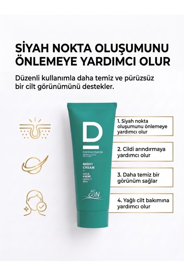 Acgun Sivilce ve Akne Karşıtı Onarıcı Gece Kremi | Yüz Leke Kremi | Salisilik Asit | 30 ml