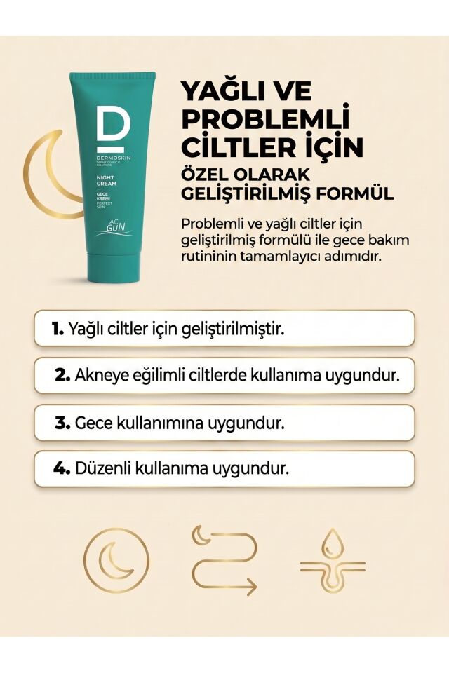 Acgun Sivilce ve Akne Karşıtı Onarıcı Gece Kremi | Yüz Leke Kremi | Salisilik Asit | 30 ml