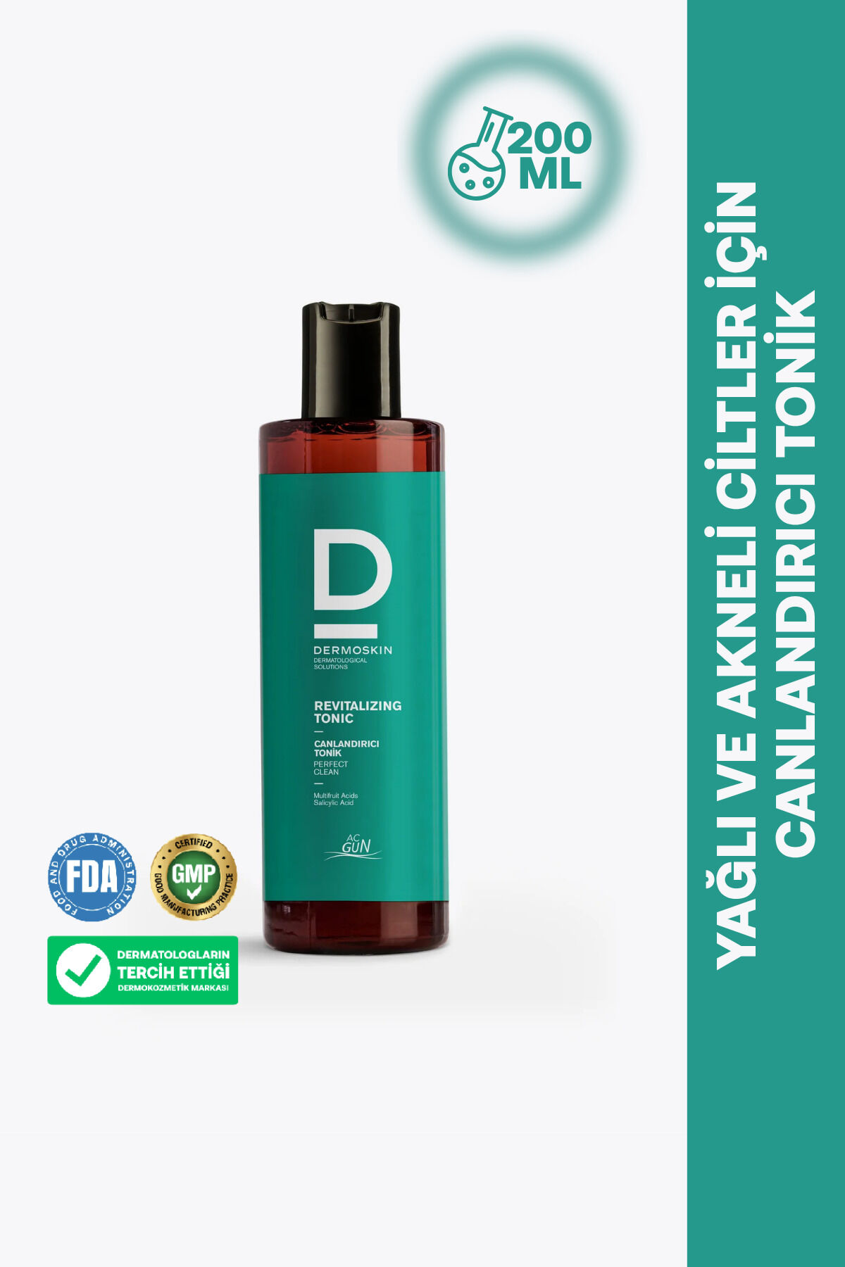 Acgun Sivilce ve Akne Karşıtı Canlandırıcı Tonik | Gözenek Sıkılaştırıcı | Salisilik Asit | 200 ml