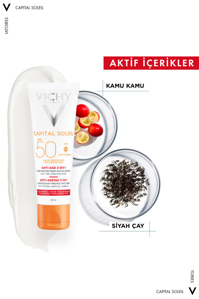 Capital Soleil Anti Ageing 3 in 1 SPF50 Yaşlanma Karşıtı Yüz Bakım Kremi 50 ml
