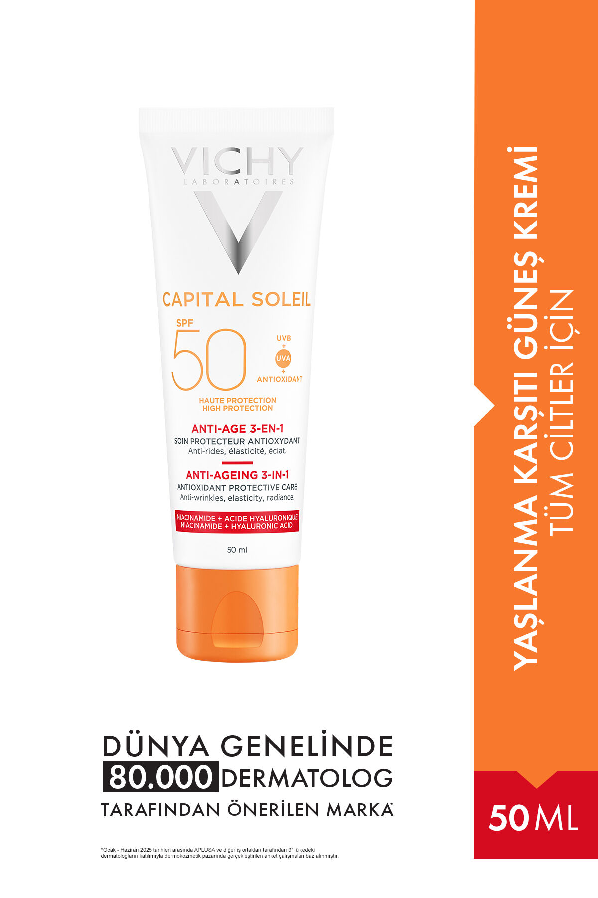Capital Soleil Anti Ageing 3 in 1 SPF50 Yaşlanma Karşıtı Yüz Bakım Kremi 50 ml