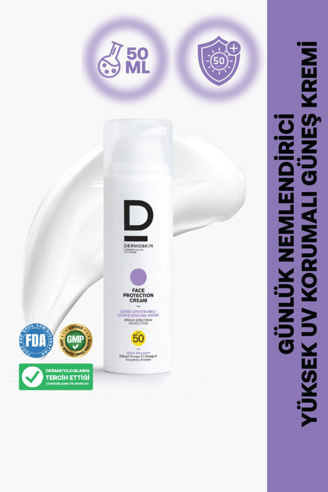 Face Protection Cream Spf 50+ | Nemlendirici Yüz Güneş Kremi | Suya Dayanıklı | 50 ml