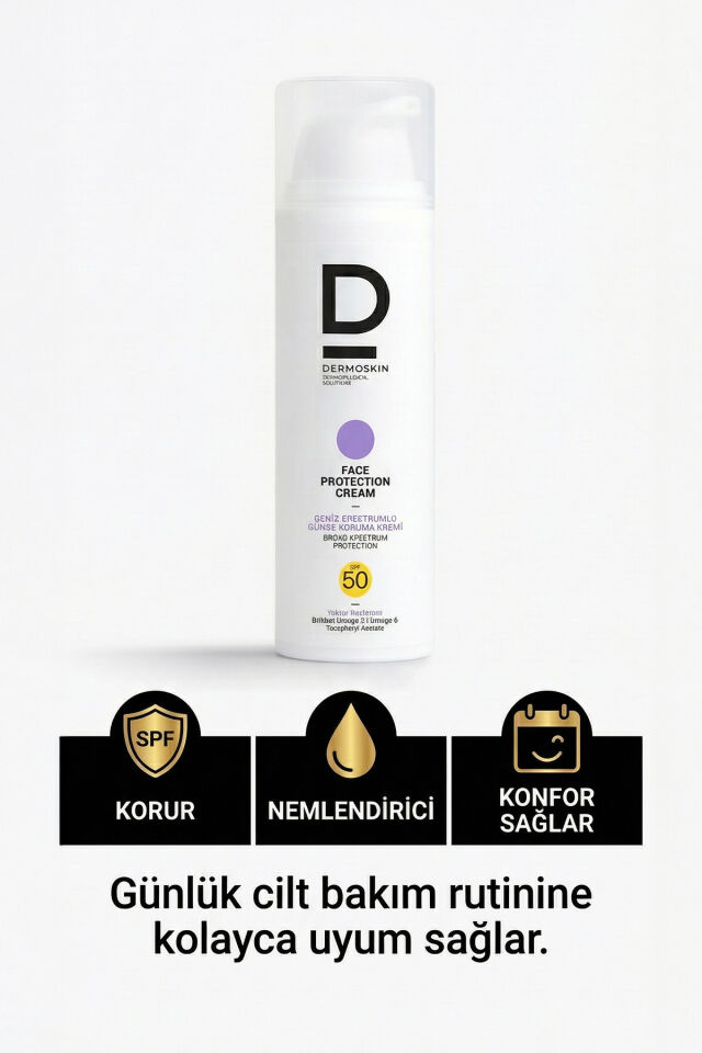 Face Protection Cream Spf 50+ | Nemlendirici Yüz Güneş Kremi | Suya Dayanıklı | 50 ml