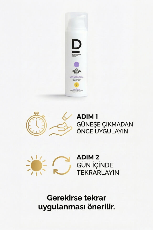 Face Protection Cream Spf 50+ | Nemlendirici Yüz Güneş Kremi | Suya Dayanıklı | 50 ml