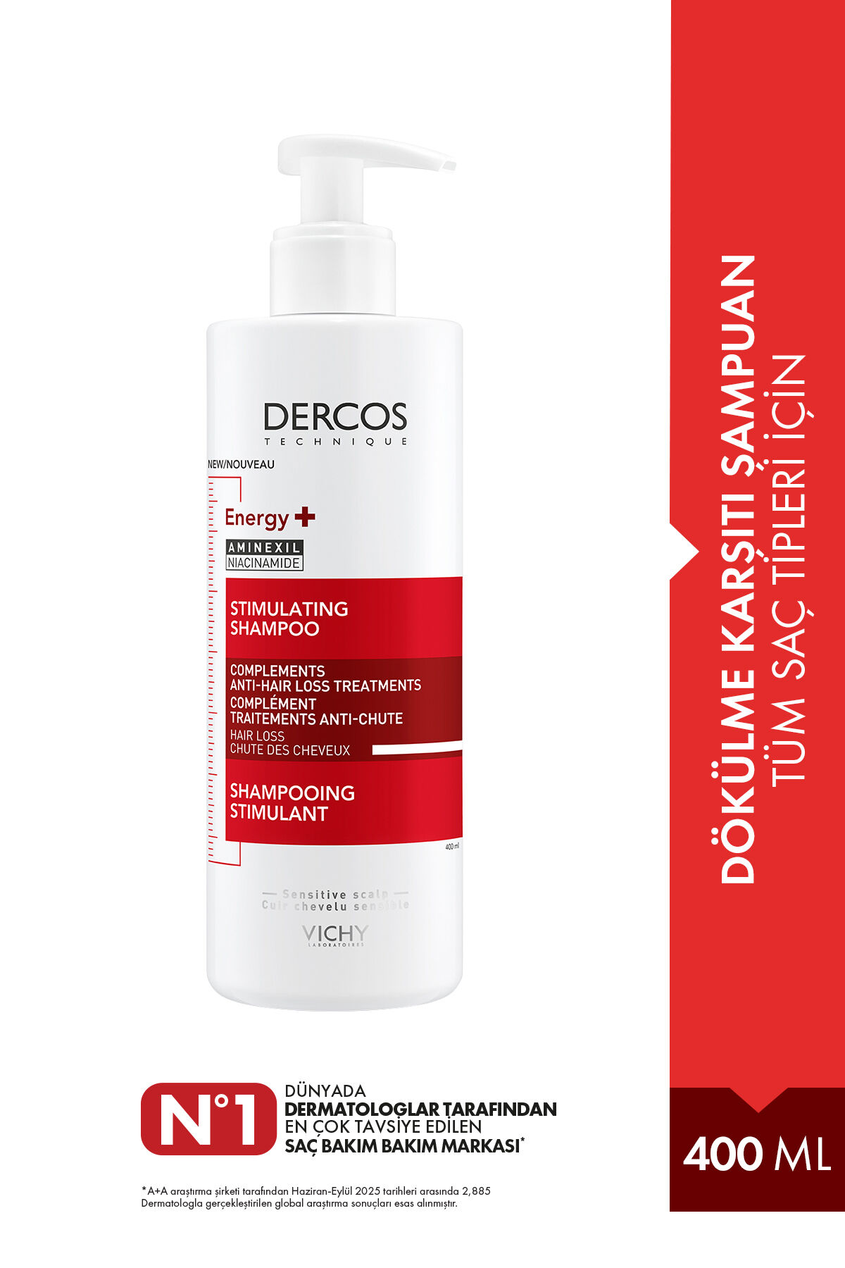 Dercos Energisant ENERGY+ Niasinamid İçeren Koparak Saç Dökülmesine Karşı Etkili Şampuan 400 ml