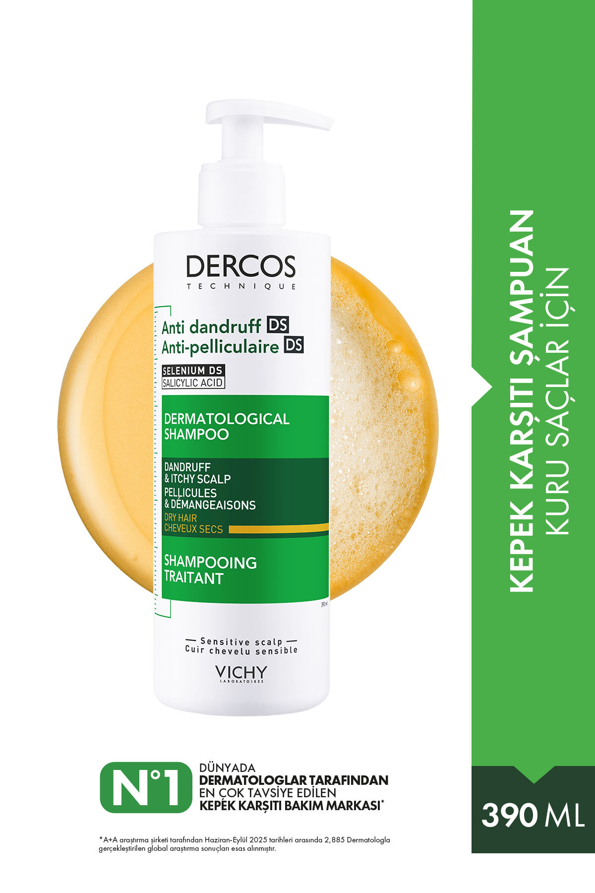 Dercos Anti Dandruff Kuru Saçlar İçin Geliştirilmiş Kepeklenmeye Karşı Etkili Bakım Şampuanı 390 ml