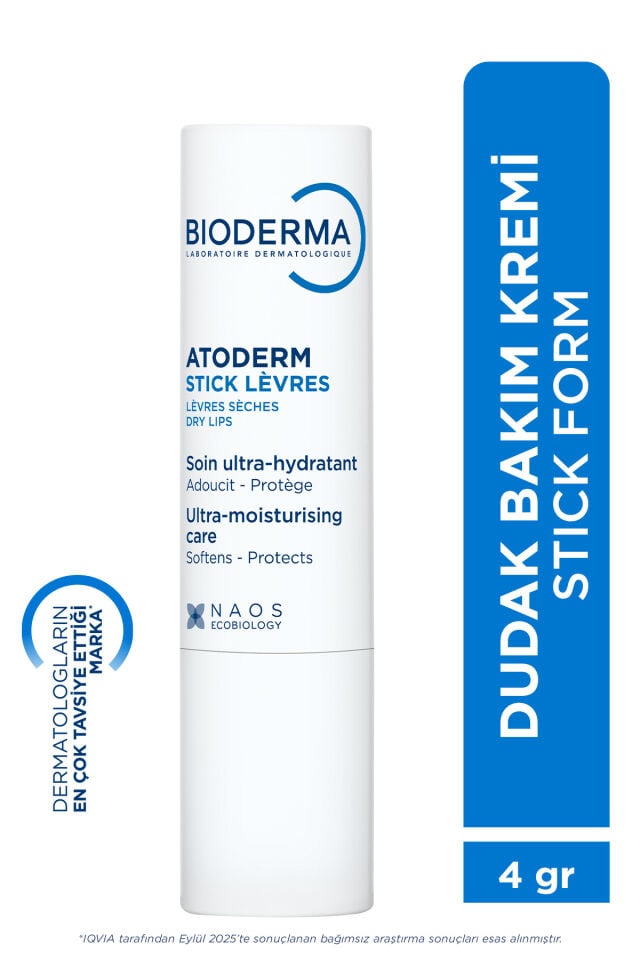Atoderm Lip Stick Kuru ve Hassas Dudaklar Shea Yağı İçeren Besleyici Nemlendirici Dudak Kremi 4 gr