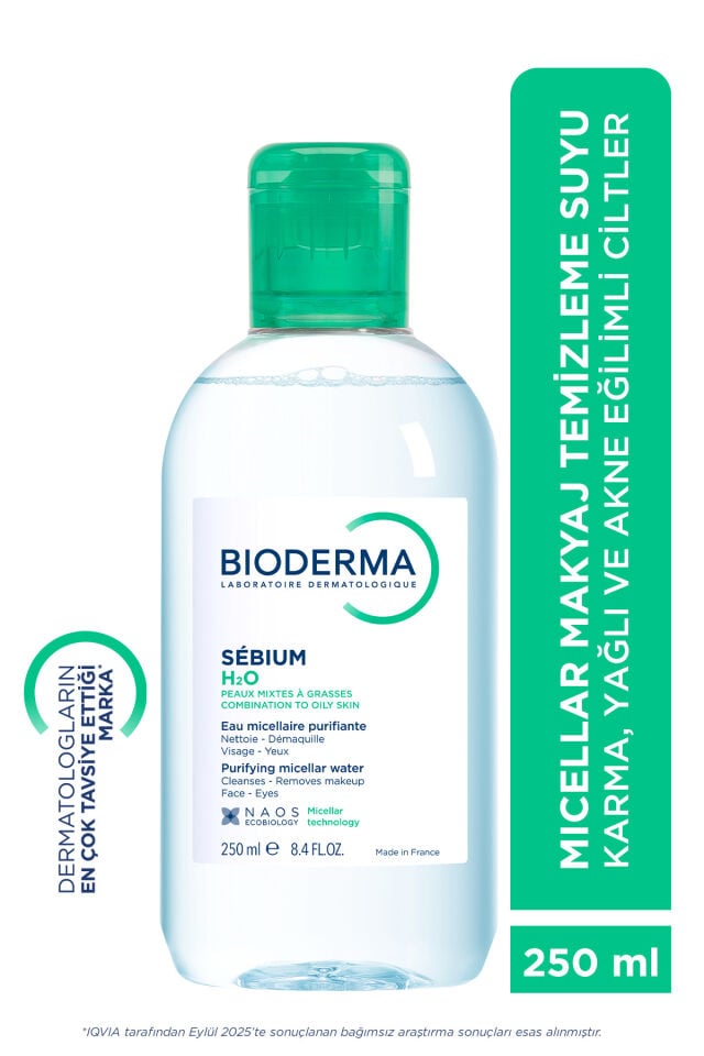 Sebium H2O Karma, Yağlı ve Akne Eğilimli Ciltler için Micellar Makyaj Temizleme Suyu 250 ml