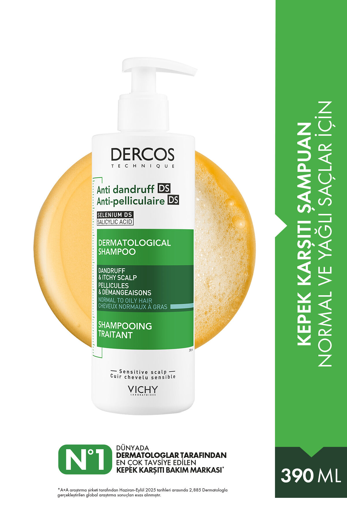 Dercos Anti Dandruff Normal ve Yağlı Saçlar İçin Kepeklenmeye Karşı Etkili Bakım Şampuanı 390 ml